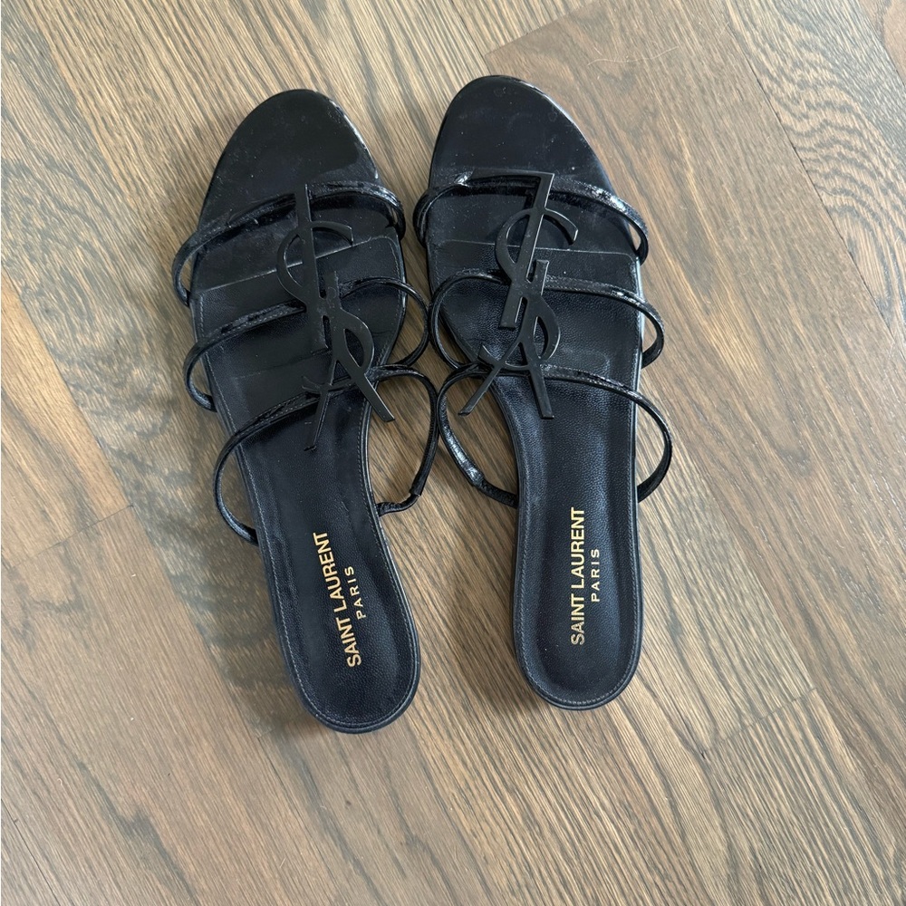 Saint Laurent Black Strappy Sandals